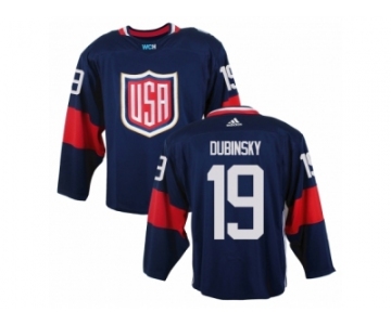 Youth Adidas Team USA #19 Brandon Dubinsky Premier Navy Blue Away 2016 World Cup Ice Hockey Jersey