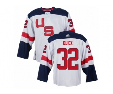 Youth Adidas Team USA #32 Jonathan Quick Premier White Home 2016 World Cup Ice Hockey Jersey
