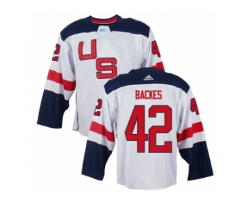 Youth Adidas Team USA #42 David Backes Authentic White Home 2016 World Cup Ice Hockey Jersey