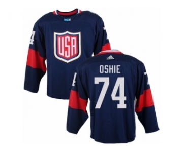 Youth Adidas Team USA #74 T. J. Oshie Premier Navy Blue Away 2016 World Cup Ice Hockey Jersey