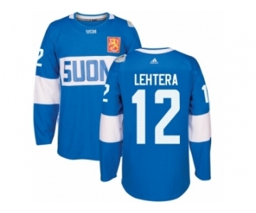 Men's Adidas Team Finland #12 Jori Lehtera Premier Blue Away 2016 World Cup of Hockey Jersey
