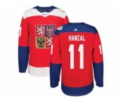 Men's Adidas Team Czech Republic #11 Martin Hanzal Authentic Red Away 2016 World Cup of Hockey Jersey