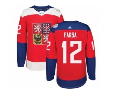 Men's Adidas Team Czech Republic #12 Radek Faksa Premier Red Away 2016 World Cup of Hockey Jersey