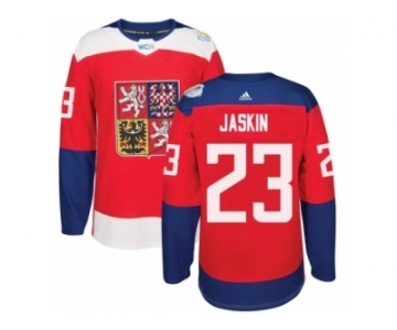 Men's Adidas Team Czech Republic #23 Dmitrij Jaskin Authentic Red Away 2016 World Cup of Hockey Jersey