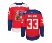 Men's Adidas Team Czech Republic #33 Jakub Nakladal Authentic Red Away 2016 World Cup of Hockey Jersey
