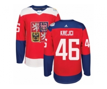 Men's Adidas Team Czech Republic #46 David Krejci Premier Red Away 2016 World Cup of Hockey Jersey