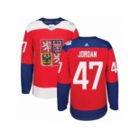 Men's Adidas Team Czech Republic #47 Michal Jordan Premier Red Away 2016 World Cup of Hockey Jersey