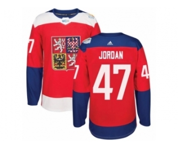 Men's Adidas Team Czech Republic #47 Michal Jordan Premier Red Away 2016 World Cup of Hockey Jersey