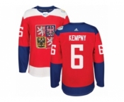 Men's Adidas Team Czech Republic #6 Michal Kempny Authentic Red Away 2016 World Cup of Hockey Jersey
