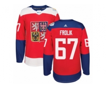 Men's Adidas Team Czech Republic #67 Michael Frolik Premier Red Away 2016 World Cup of Hockey Jersey