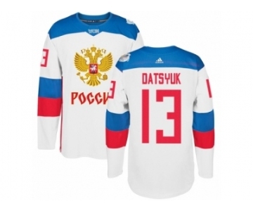Men's Adidas Team Russia #13 Pavel Datsyuk Premier White Home 2016 World Cup of Hockey Jersey