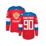 Men's Adidas Team Russia #90 Vladislav Namestnikov Authentic Red Away 2016 World Cup of Hockey Jersey