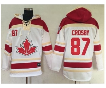 Team CA. #87 Sidney Crosby White Sawyer Hooded Sweatshirt 2016 World Cup Stitched NHL Jersey
