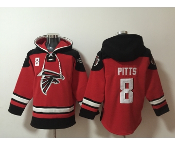 Men's Atlanta Falcons #8 Kyle Pitts Red Ageless Must-Have Lace-Up Pullover Hoodie