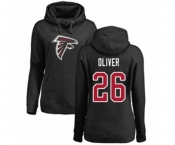 Football Women's Atlanta Falcons #26 Isaiah Oliver Black Name & Number Logo Pullover Hoodie