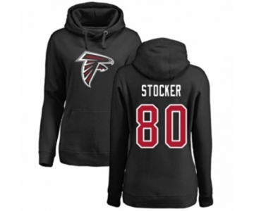 Football Women's Atlanta Falcons #80 Luke Stocker Black Name & Number Logo Pullover Hoodie