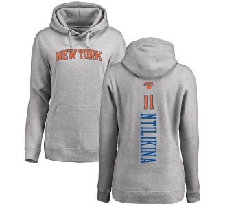 NBA Women's Nike New York Knicks #11 Frank Ntilikina Ash Backer Pullover Hoodie