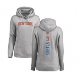 NBA Women's Nike New York Knicks #3 John Starks Ash Backer Pullover Hoodie