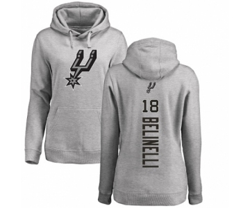 NBA Women's Nike San Antonio Spurs #18 Marco Belinelli Ash Backer Pullover Hoodie