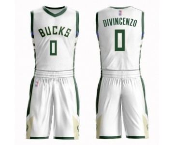 Youth Milwaukee Bucks #0 Donte DiVincenzo Swingman White Basketball Suit Jersey - Association Edition