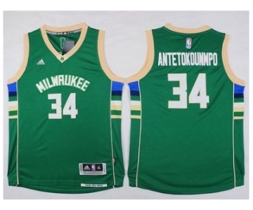 Youth Milwaukee Bucks #34 Giannis Antetokounmpo Green Stitched NBA Jersey