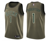 Youth Nike Milwaukee Bucks #1 Oscar Robertson Swingman Green Salute to Service NBA Jersey
