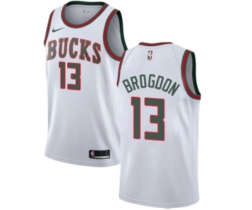 Youth Nike Milwaukee Bucks #13 Malcolm Brogdon Swingman White Fashion Hardwood Classics NBA Jersey