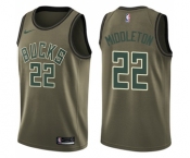 Youth Nike Milwaukee Bucks #22 Khris Middleton Swingman Green Salute to Service NBA Jersey