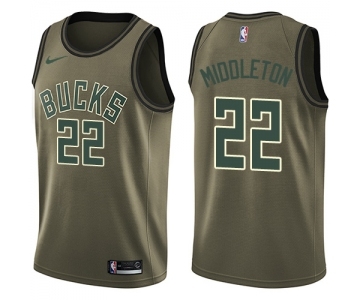 Youth Nike Milwaukee Bucks #22 Khris Middleton Swingman Green Salute to Service NBA Jersey