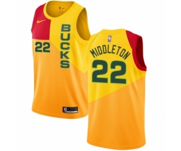 Youth Nike Milwaukee Bucks #22 Khris Middleton Swingman Yellow NBA Jersey - City Edition