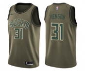 Youth Nike Milwaukee Bucks #31 John Henson Swingman Green Salute to Service NBA Jersey