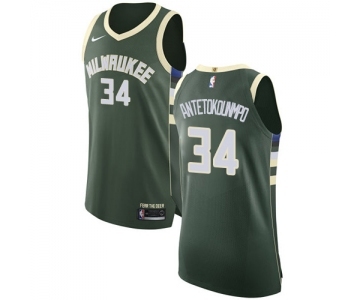 Youth Nike Milwaukee Bucks #34 Giannis Antetokounmpo Authentic Green Road NBA Jersey - Icon Edition