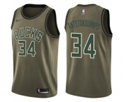 Youth Nike Milwaukee Bucks #34 Giannis Antetokounmpo Swingman Green Salute to Service NBA Jersey