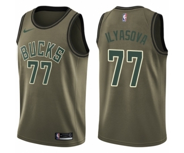 Youth Nike Milwaukee Bucks #77 Ersan Ilyasova Swingman Green Salute to Service NBA Jersey
