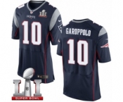 Men's Nike New England Patriots #10 Jimmy Garoppolo Elite Navy Blue Team Color Super Bowl LI 51 NFL Jersey
