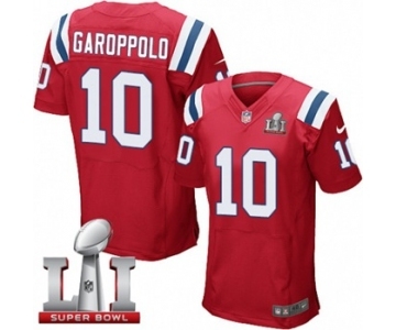 Men's Nike New England Patriots #10 Jimmy Garoppolo Elite Red Alternate Super Bowl LI 51 NFL Jersey