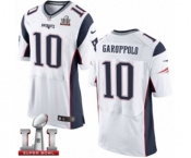 Men's Nike New England Patriots #10 Jimmy Garoppolo Elite White Super Bowl LI 51 NFL Jersey