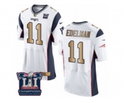 Men's Nike New England Patriots #11 Julian Edelman Elite White Gold Super Bowl LI Champions NFL Jersey