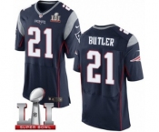 Men's Nike New England Patriots #21 Malcolm Butler Elite Navy Blue Team Color Super Bowl LI 51 NFL Jersey