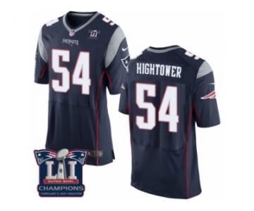 Men's Nike New England Patriots #54 Dont'a Hightower Elite Navy Blue Team Color Super Bowl LI Champions NFL Jersey