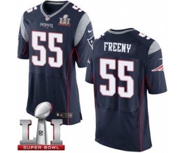 Men's Nike New England Patriots #55 Jonathan Freeny Elite Navy Blue Team Color Super Bowl LI 51 NFL Jersey