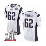 Men's Nike New England Patriots #62 Joe Thuney Elite White Super Bowl LI 51 NFL Jersey