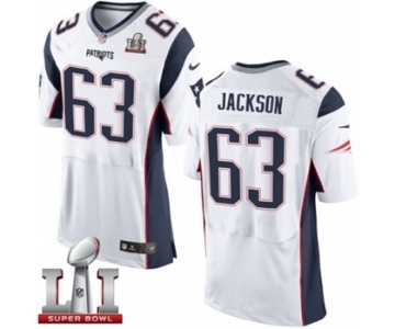 Men's Nike New England Patriots #63 Tre Jackson Elite White Super Bowl LI 51 NFL Jersey