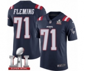 Men's Nike New England Patriots #71 Cameron Fleming Limited Navy Blue Rush Super Bowl LI 51 NFL Jersey