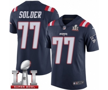 Men's Nike New England Patriots #77 Nate Solder Limited Navy Blue Rush Super Bowl LI 51 NFL Jersey