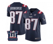 Men's Nike New England Patriots #87 Rob Gronkowski Limited Navy Blue Rush Super Bowl LI Champions NFL Jersey