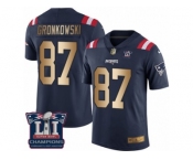 Men's Nike New England Patriots #87 Rob Gronkowski Limited Navy Gold Rush Super Bowl LI Champions NFL Jersey