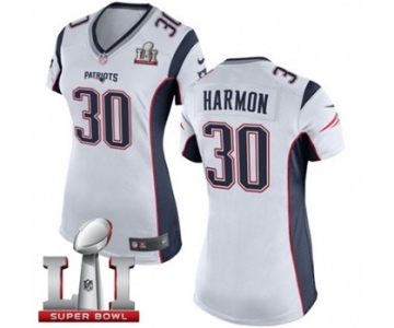Women's Nike New England Patriots #30 Duron Harmon Elite White Super Bowl LI 51 NFL Jersey