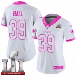 Women's Nike New England Patriots #39 Montee Ball Limited White-Pink Rush Fashion Super Bowl LI 51 NFL Jersey