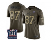 Women's Nike New England Patriots #87 Rob Gronkowski Limited Green Salute to Service Super Bowl LI Champions NFL Jersey